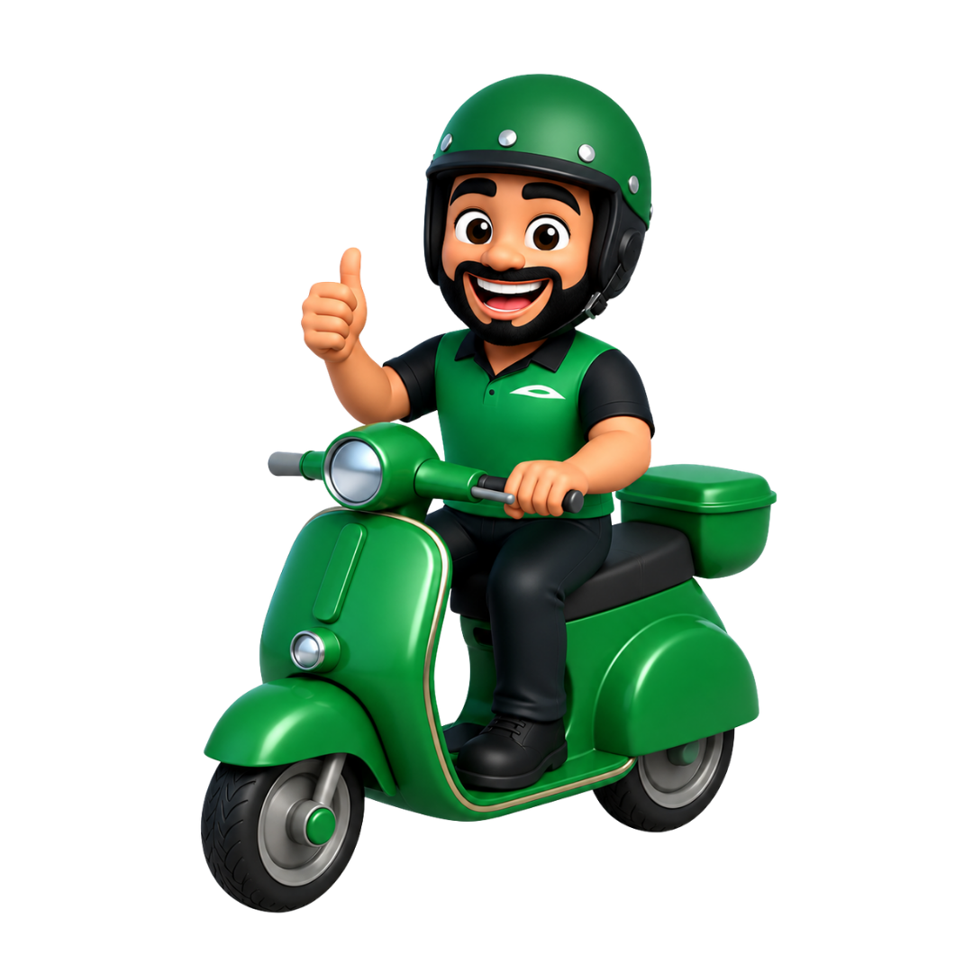 Mascote Leo Auto Peças em entrega de peças